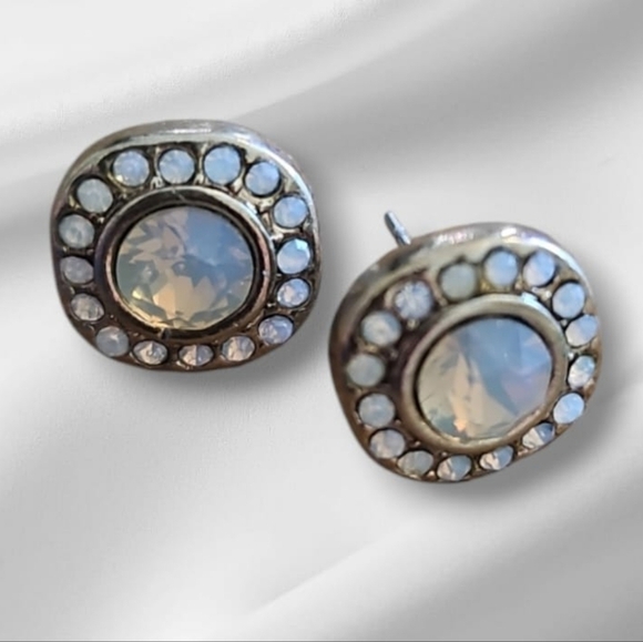Cindy Ensor Moonstone CZ Gold Vermeil Stud Earrings - Picture 8 of 11